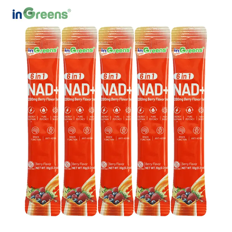 【5 packets】inGreens NAD+ 1200mg -Berry Flavor Gel Supplement for Anti-Aging, Energy, and Focus - Travel Packets