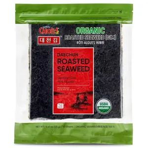 Organic Roasted Seaweed, Gim, Sushi Nori/ (50 full sheets)/ Product of Korea/ Gold Grade- Vegan, Keto, Gluten Free, Full of Fiber, Vitamin, Mineral, High protein, Omega 3's