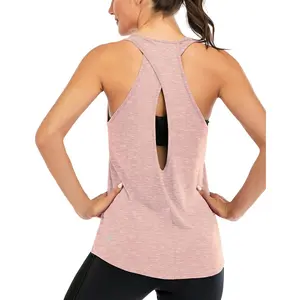 ICTIVE Women’s Cross-Backless Workout Tops – Racerback Tank Tops, Open-Back Running Muscle Tanks, Yoga Shirts