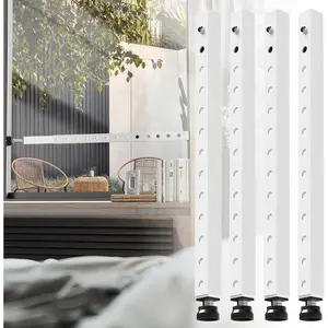 Adjustable Window Security Bars, Inside Vertical Heavy Security Window Bars, Window AC Lock Bar with Rubber Feet for 17-32 Inch Up and Down Double Hung Windows, 4 PCS Patented Window Stopper