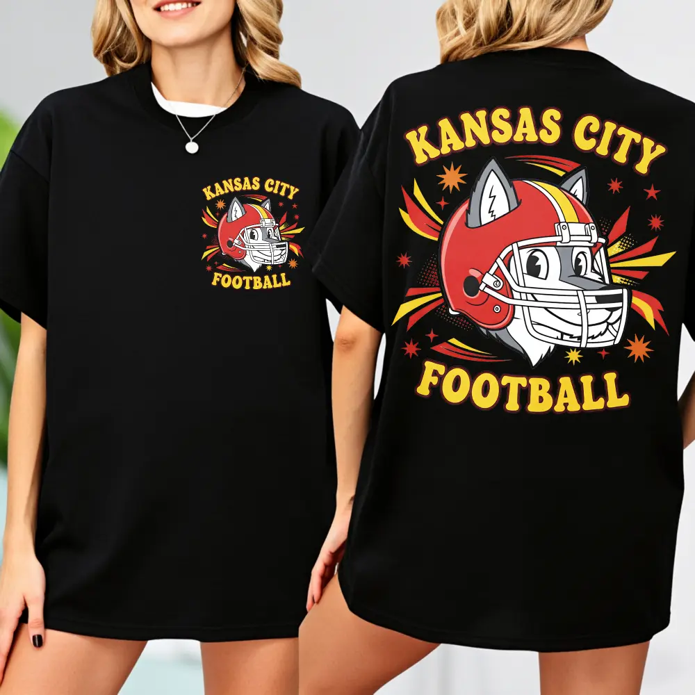Throwback Kansas City Football Mascot T-shirt, Football Wolf T-shirt, Vintage Kansas City Fan Printable, Retro KC Football T-shirt