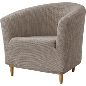 Club Chair Slipcover Barrel Chair Covers Stretch Tub Chair Slipcovers Soft Armchair Sofa Covers Removable Couch Cover Protector for Living Room Hotel Restaurant - Brown,Set of 1