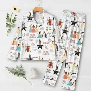 Hamilton Musical Short Satin Pajamas, Broadway Theater Pajamas, Stylish Satin Sleepwear, Hamilton Fan Gift Outfit, Alexander Hamilton Pajamas Set, Luxury Musical Sleepwear for Women