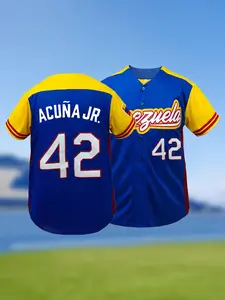 Venezuela 42 Stitched Baseball Shirt,High Quality Men's Baseball Jersey, Loose-Fit Casual Sportswear for All Seasons, Breathable Unisex Design, Sports Clothing
