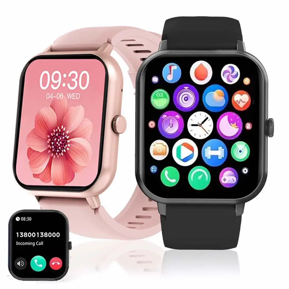 SENBONO ZL54CJ Square Wearable Smartwatch - OLED Touchscreen, BT Calling, Heart Rate Monitoring, Sport Modes, Water Resistance, Plastic Build, Long-Lasting Batteries - Fitness Tracker for Men & Women (iOS, Android Devices), Phone Call