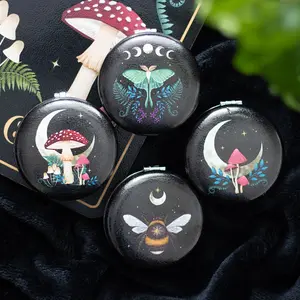 Dark Forest Compact Makeup Mirror - Enchanting Nature Art Forest Theme Mirror for On-the-Go Beauty & Personal Care Use