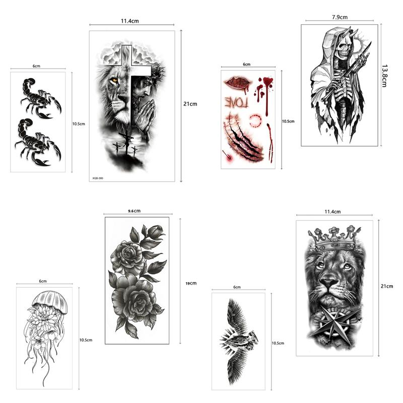 36 Sheets Temporary Tattoos Stickers - 12 Sheets Fake Body Arm Chest Shoulder Tattoos for Men Women with 24 Sheets Tiny Black Waterproof High Quality Show Personality Quick Easy to Apply