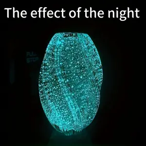 1pc modern glass vase, luminous glass vase, suitable for flowers and dried flowers, suitable for living room, dining table, bedroom, balcony, suitable for Christmas, decorative household goods Night