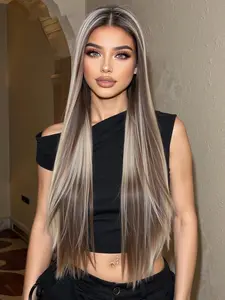 30 Inch Long Straight Wigs for Women, Gorgeous Fluffy Wigs without Bangs, Synthetic Lace Front Wigs for Party, Daily Use, Glueless Hair Wigs
