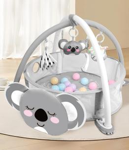 4-in-1 Baby Play Mat Baby Gym,Tummy Time Mat for Floor Activity Gym Ball Pit Including 30 Balls with 5 Infant Learning Sensory Baby Toys for Newborn Toddler Boy & Girl Gifts(Koala)