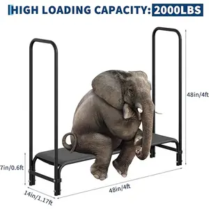 Firewood Log Rack with Cover Outdoor, Heavy Duty Firewood Rack,Log Holder & Stacker Organizer for Fireplace, Patio, Camping