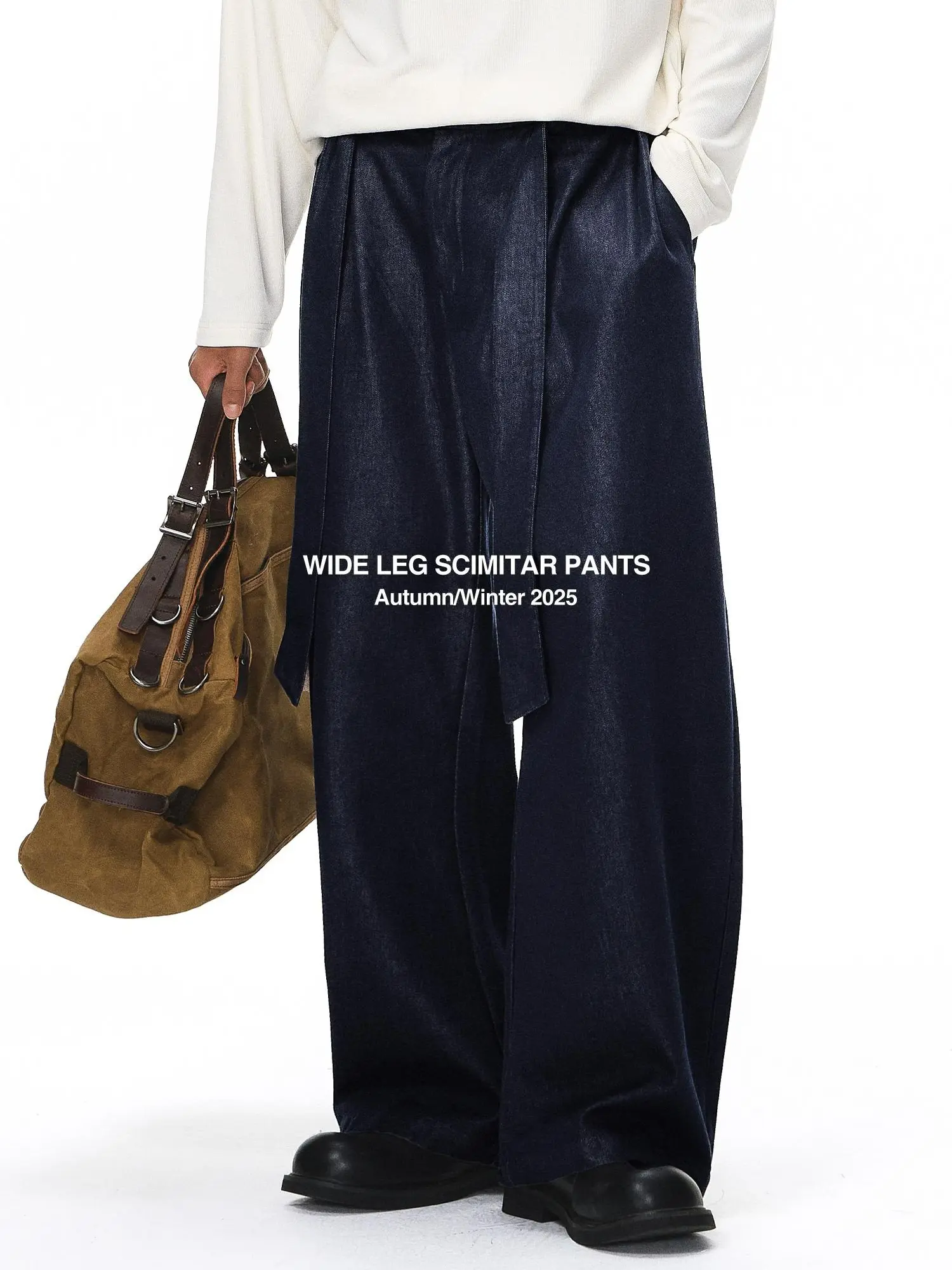 Inflation baggy pants Fashion Wide-Leg Cargo Pants Autumn New Trendy American Vintage Loose Jeans Casual Trousers Menswear Pocket Blue Streetwear, All Seasons, Loose-Fitting, Non-Denim Men's Pants, Americana Men's Pants