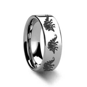 Dinosaur Stegasaurus Ring Laser Engraved Tungsten Wedding Ring