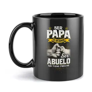 Ser Papa Es Un Honor Ser Abuelo No Tiene Precio Black Mug, 11oz & 15oz Glossy Ceramic Coffee Cup, Spanish Grandfather Quote Design, "Being A Dad Is An Honor Being A Grandpa Is Priceless" Print, Latino Grandpa Appreciation Mug