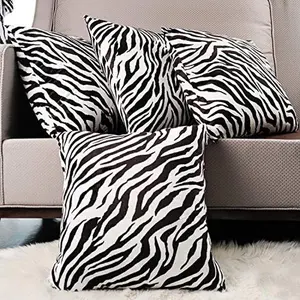 MERRYLIFE 4pcs 18"*18" Zebra Print Pillow Covers No Insert Soft Velvet Pillow Cushion Decorative Pillowcase for Couch Patio Chair Bedroom Home Car