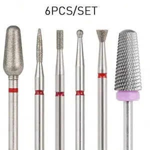6pcs Diamond Nail Drill Bit Set, Tungsten Steel Nail File Bits, Unscented, Nail Art Accessories, Pedicure Tool, for Manicure and Pedicure, with Dead Skin Removal and Pocket Cleaning