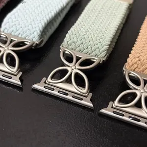 Four-Leaf Clover Nylon Strap for Apple Watch, Adjustable Magnetic Buckle Wristband for iWatch (38/40/41/42/44/45/46/49mm)