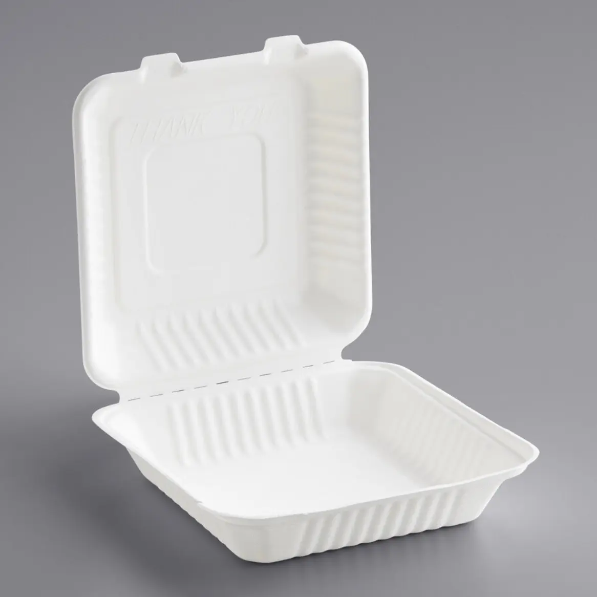Eco-friendly to go boxes  9" x 9" x 3" Compostable Sugarcane / Bagasse 1 Compartment TakeOut Box - 200/Case Disposable