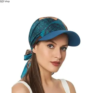 Korean Satin Square Scarf Headband, Adjustable Brim Hat Bandana, Soft Smooth Satin Sun Protection Wrap, Multi-Way Stylish Outdoor Fashion Accessory, Versatile Headwear for Daily Casual Wear, Travel and Summer Outdoor Activities