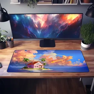 Dragon Ball Z Kame House & Goku Desk Mat | Goku on Nimbus Cloud | Animated Series Art | Gift for DBZ Fans | Office Decor | Gaming Desk Mat