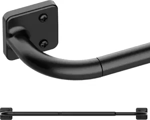 Curtain Rods for Windows 28 to 48 inch, 5/8" Diameter Black Curtain Rod Ceiling Mount, Warp Around Long Curtain Rod for Bedroom Living Room