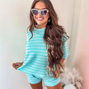 Women's 2-Piece Matching Loungewear Set, Oversized Short-Sleeve T-Shirt & Drawstring Shorts, Summer Casual Pajama Set for Sports & Outdoor Use