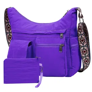 2pcs Lightweight Nylon Tote Bag Set | Multi-Pocket Crossbody Shoulder Purse, Durable Hobo Handbags for Daily Use/Work/Shopping/Outdoor Activities