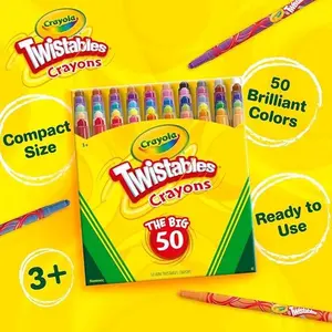 Crayola Twistables Crayons The Big 50 - Versatile and Fun for All Ages - Simple and Effective Drawing Tool - Endless Creative Possibilities