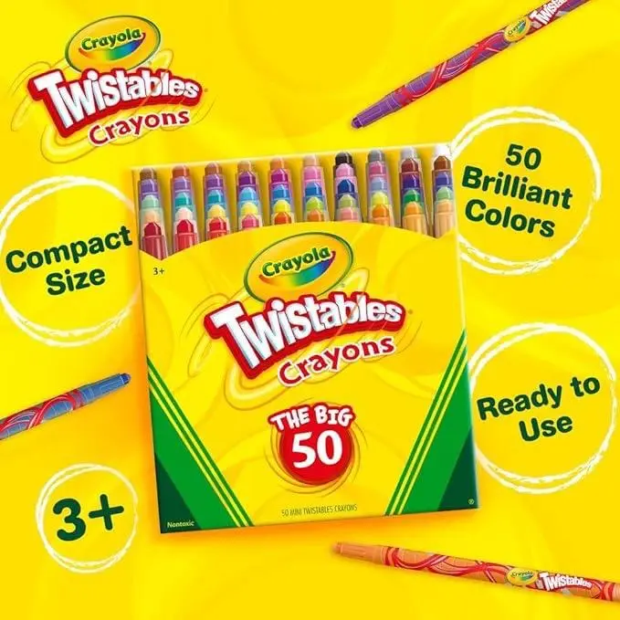 Crayola Twistables Crayons - 50-Count Effective Simple Nontoxic Art Drawing Tool Set, Art Drawing Supplies, School Supplies, All Ages Creative Toy
