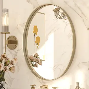 TETOTE Oval Metal Framed Mirror, Stylish Vanity Mirror, Sturdy & Waterproof Frame in Premium Finish, Wall Mirror for Bathroom/Living Room/Entryway