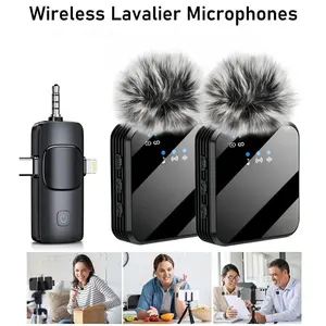 3-in-1 Wireless Lavalier Microphone, Noise-Reduction Clip-On Lapel Mic, Wireless Microphone for Phone Video Recording, Live Streaming Interviews Vlogging Content Creation
