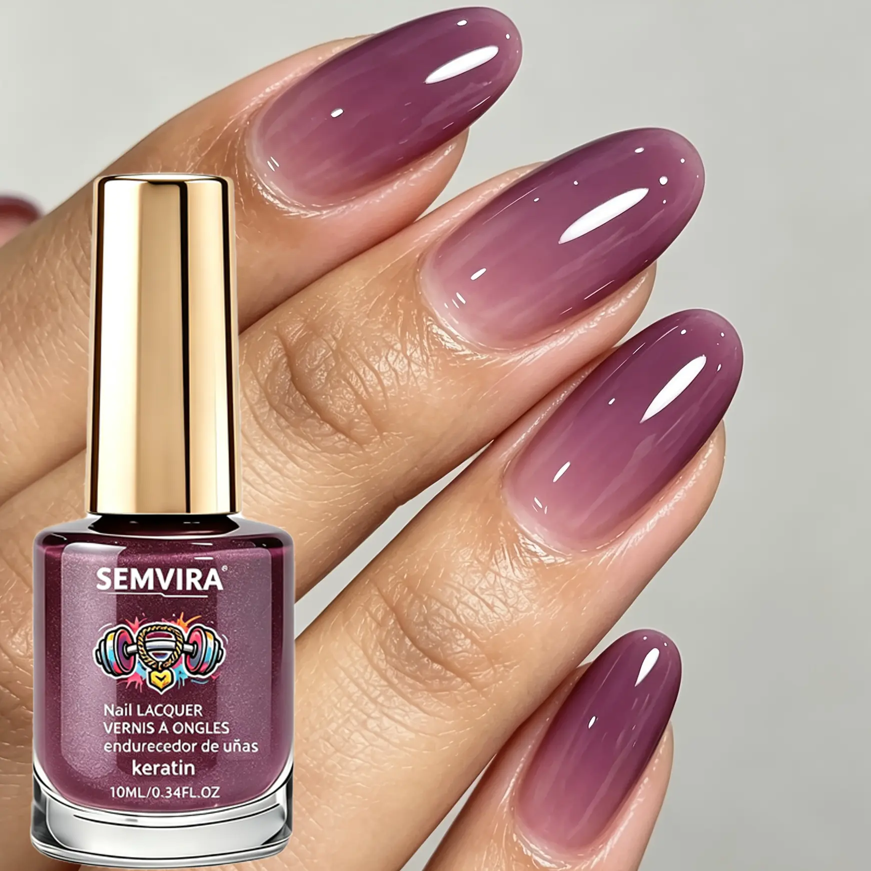 Glossy Grape Purple Nail Polish with Nail Strengthening Formula - 10ml Quick Dry Lacquer for Elegant Nail Art