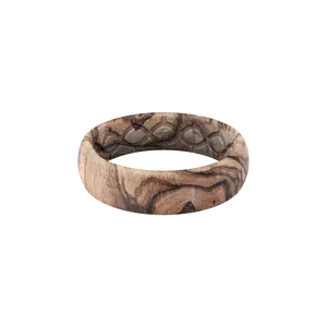 Groove Ring – Flexible Thin Ring for Women, Everyday Comfort – Burled Walnut