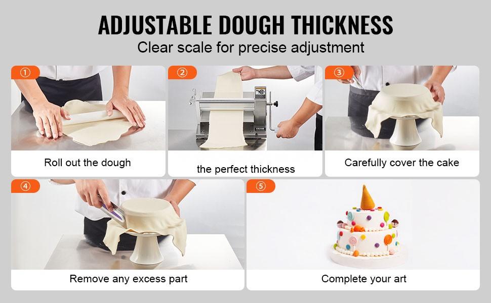 Manual Dough Sheeter Machine, 1/2 Inch Maximum Thickness, Hand Crank Pastry Roller Press For Pasta And Pizza Dough, Bakery Equipment For Commercial Kitchens, Durable Stainless Steel Construction, Easy To Clean And Maintain