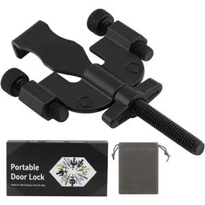 Portable Door Lock, Adjustable, Black, 3.82inch, Travel Lockdown Locks for Additional Safety and  Protection