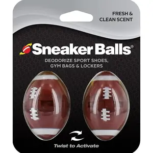 Sneaker Balls Odor-Fighting Shoe Fresheners, Eliminates Unpleasant Smells, Perfect For Sneakers, Gym Bags, Gear Bags, Drawers, Lockers, And More!, Football, 2 Pack