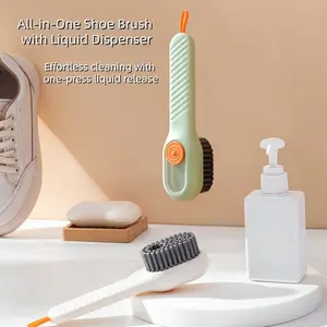 2-Pack Shoe Brush, Household Press-Type Automatic Liquid Additive Laundry Brush, Clothes and Shoes Cleaning Brush, Wholesale, Detachable, Washable