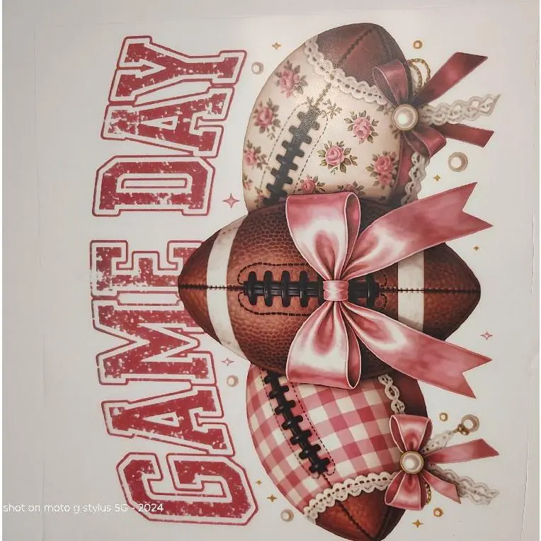 Oversized cold peel  DTF Transfer Pink and Brown  Game Day Football Design for Sports Fans