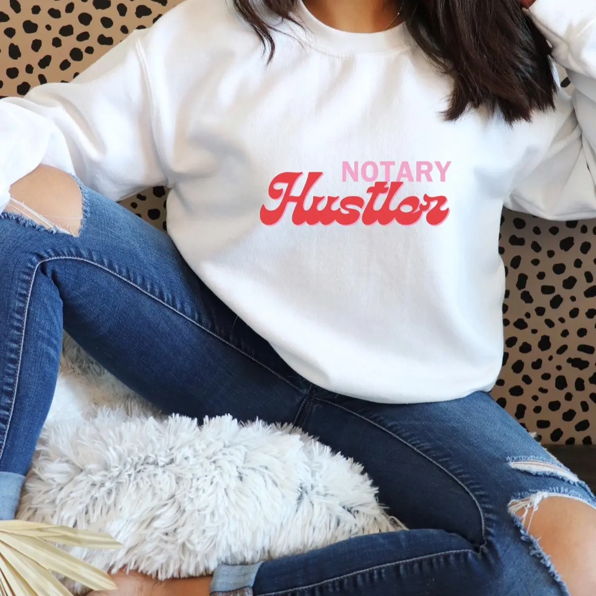 Elevated Notary Co. Notary Hustler Long-Sleeve Shirt | Cozy Crewneck for Professionals | Comfortable Casual Womenswear Soft | Women's Comfy Long Sleeve Shirt