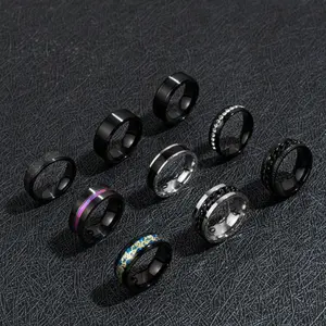 9pcs/Set Stainless Steel Men's Popular Fashion Gift Rings