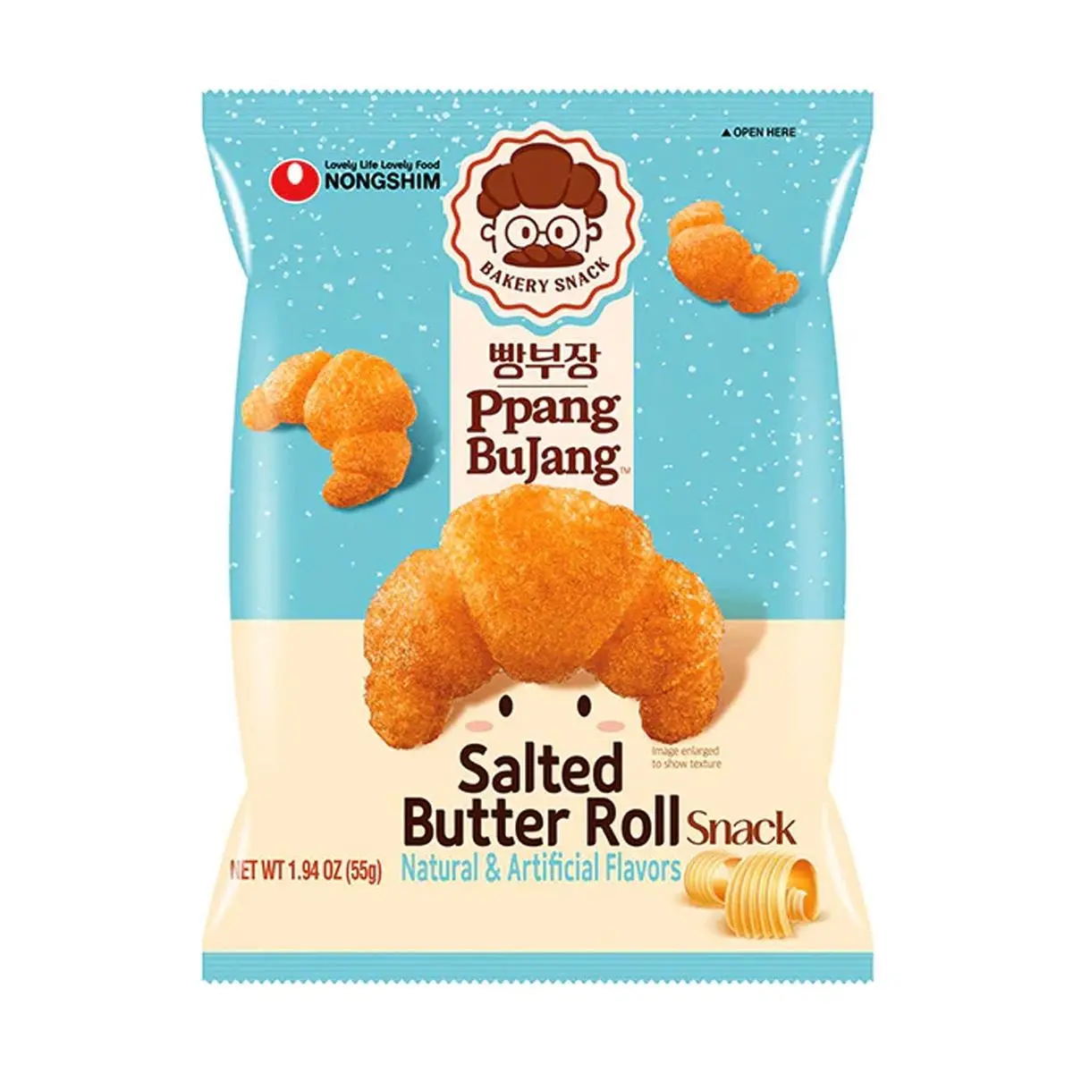 NONGSHIM Mini Salted Croissant Crisps - Korean Sea Salt Butter Flavor Snack, 55g - Popular GS25 Convenience Store Treat