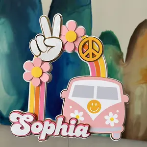 Personalized Groovy Cake Topper, Retro Birthday Cake Topper, Custom Age and Name Topper