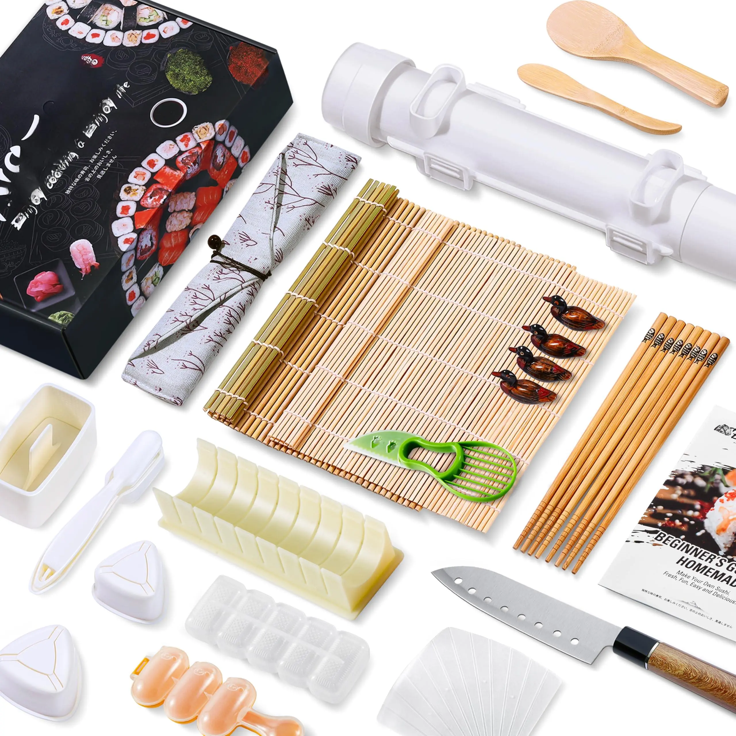 Sushi Making Kit  25 In 1 Bazooka Maker With Molds Mat Chopsticks Nigiri Mold Onigiri Musubi Diy Roller Machine