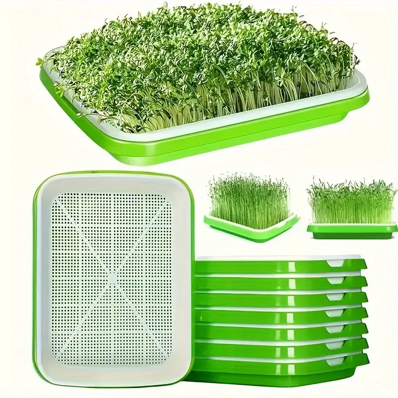 Microgreens Growing Trays, Growing Trays for Sprouting Seeds, Hydroponics Basket Soilless Seed Sprouter, Germination Tray Kit with Lid for Garden
