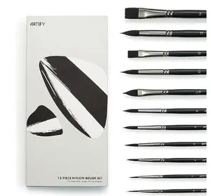 ARTIFY 12 PCS Premium Nylon Hair Watercolor Paint Brushes