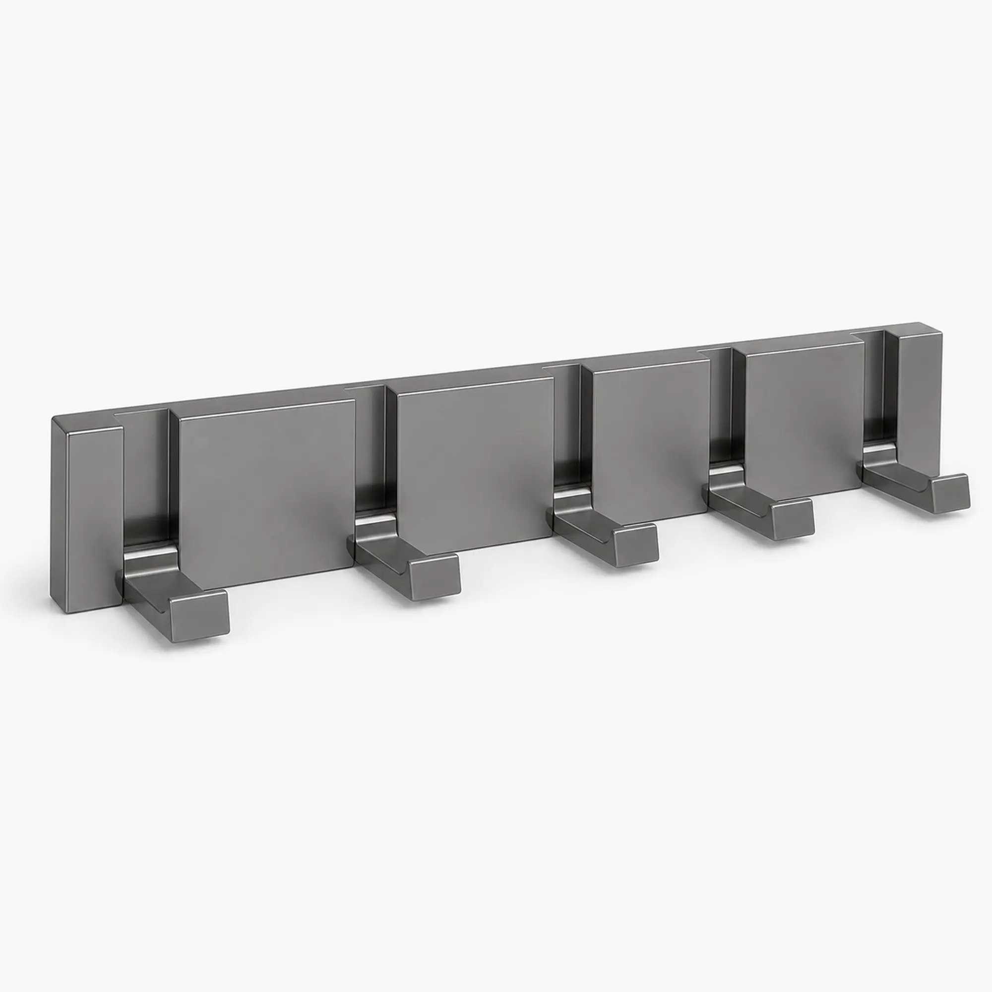 Foldable Wall Hook Rack, 5 Aluminum Hooks with No-Drill Mounting for Entryway and Closet Storage