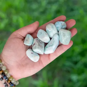 Down To Earth Larimar Tumbled Stones for Emotional Healing & Throat Chakra Activation Natural Healing Crystal Therapy for Trauma Healing & Emotional Growth