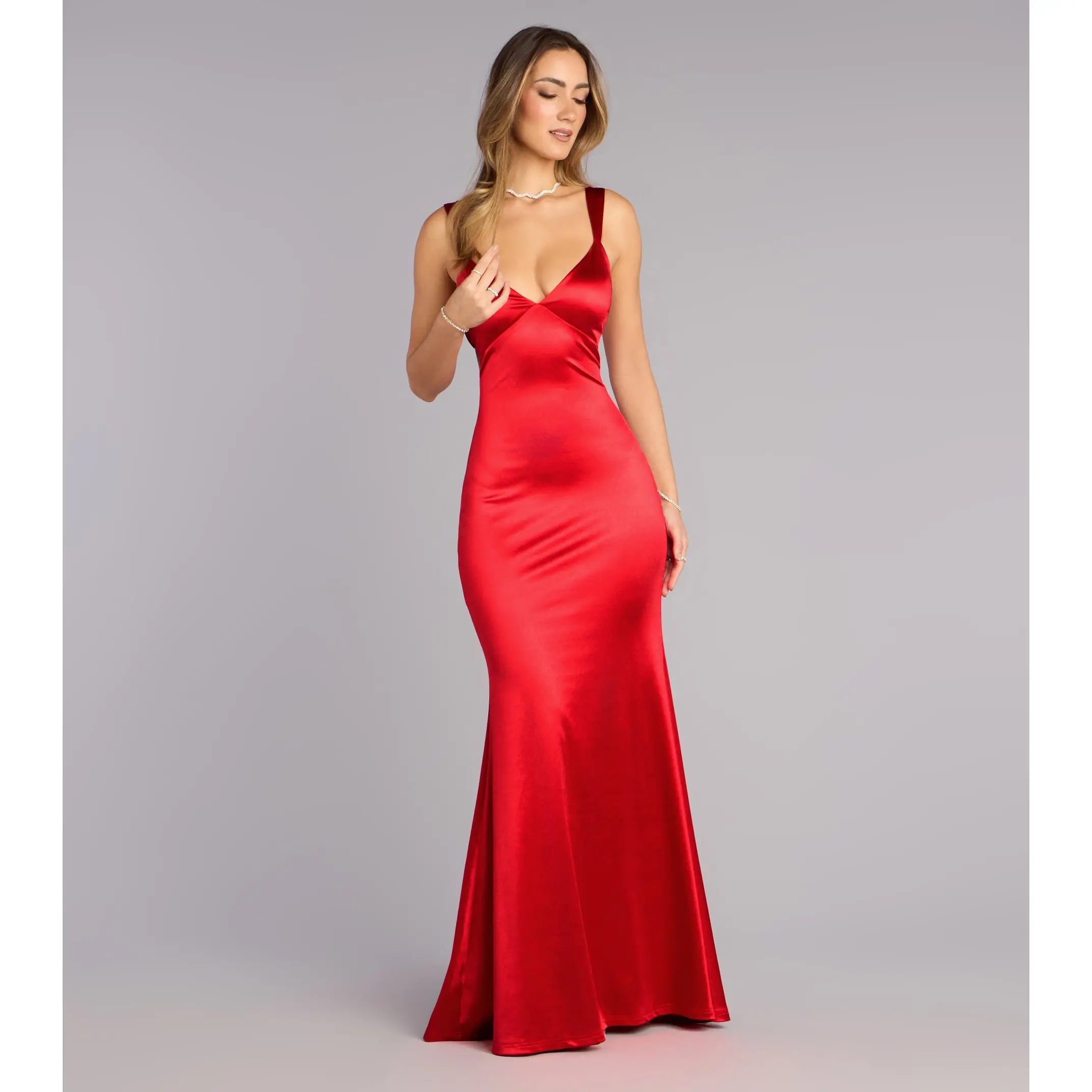 Rya Satin Lace-Up Mermaid Formal Dress
