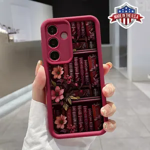 Phone case for Samsung S24 ultra plus S25 S23 S22 Ultra Plus Red Bookshelf Advanced fashion gift Full Body Protection Shockproof Soft Silicone Cover