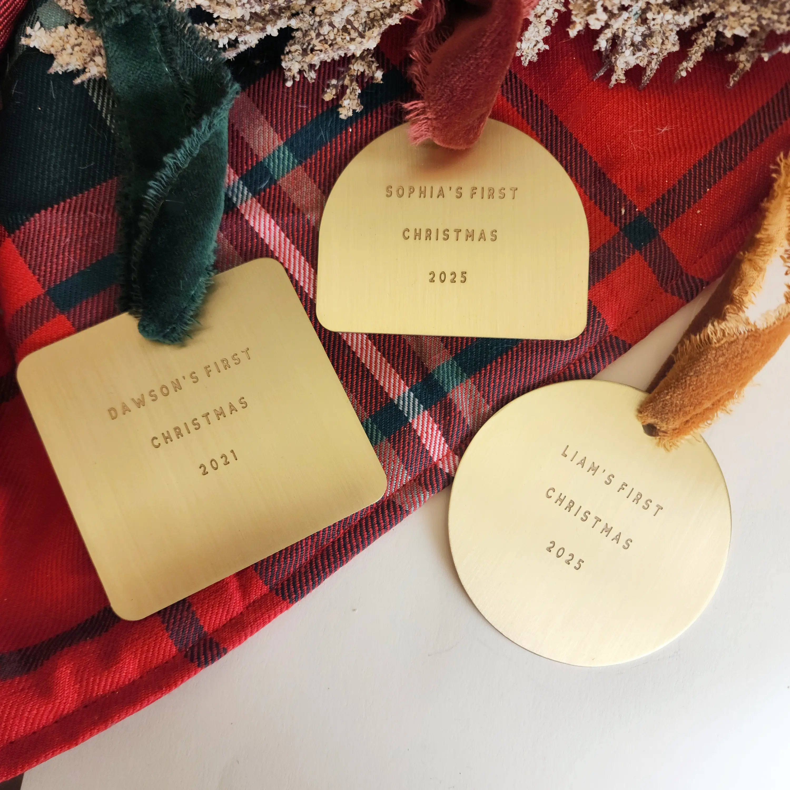 Personalized Brass Ornament – Custom Engraved Holiday Ornament | Family Name Keepsake | Custom Year Ornament 2025